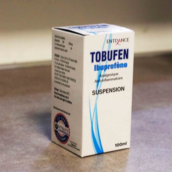 Tobufen Suspension – Ibuprofen 100mg/5ml (100ml Bottle)